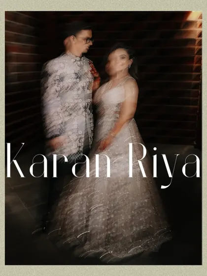An artistic Sangeet portrait using motion blur to create a dreamy, ethereal effect, focusing on the couple's presence.