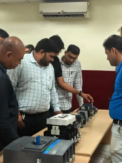 My team explaining the features of my switchgear lineup to interested retailers at the MCCIA event in Pune.