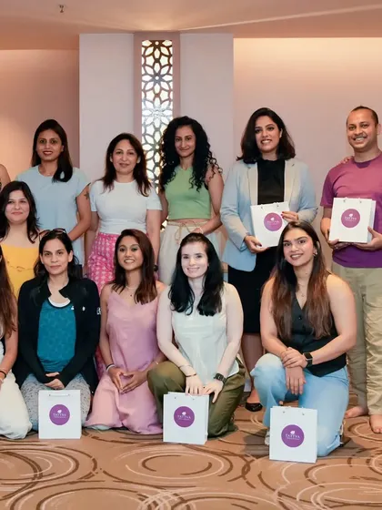 A wonderful group of participants feeling refreshed and balanced after a corporate wellness event. It's always rewarding to see the positive shift in energy and the smiles that follow a shared experience of mindfulness and self care.