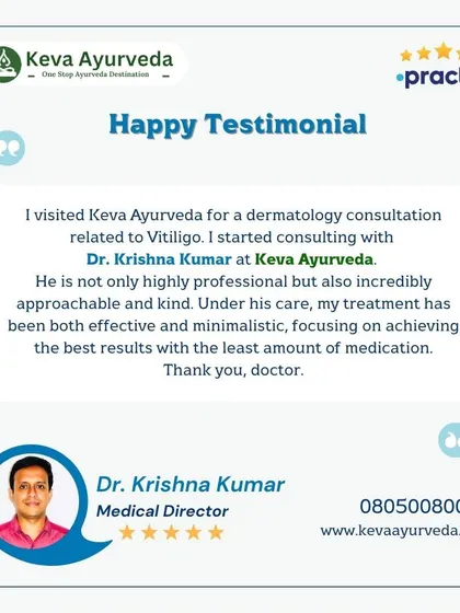This testimonial from a patient I treated for Vitiligo speaks to my professional yet kind and approachable manner. The feedback notes my focus on effective, minimalistic treatment to achieve the best results with the least amount of medication.