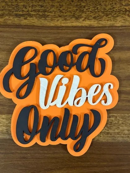 Keep the "Good Vibes Only" with this bright and cheerful handmade fridge magnet.