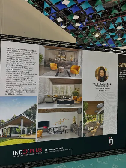 Our display board at the Index Fair, showcasing the various elements of the Pool House project that led to the Kudos Award win.