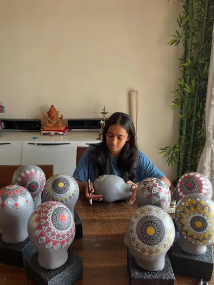 Working on a series of small, custom painted elephant figures. It's fun to apply my mandala patterns to different shapes and objects.
