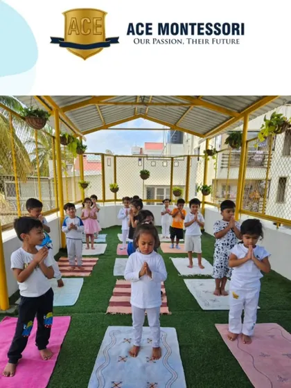 The prayer pose in yoga helps center the mind and body. Our group yoga sessions foster a sense of unity and shared purpose among the children.