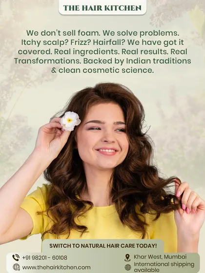 I don't sell foam; I solve problems. Whether it's an itchy scalp, frizz, or hair fall, my solutions are based on real ingredients, Indian traditions, and clean cosmetic science.