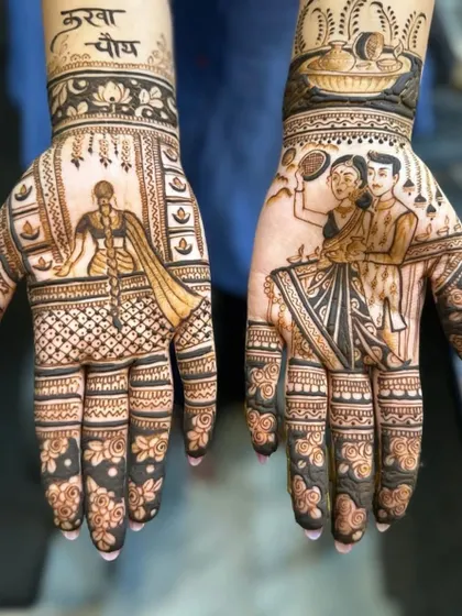 This detailed Karwa Chauth portrait design is one of my signature styles. I take great care to capture the essence of the moment, making it a memorable part of your celebration.
