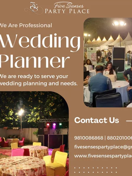 We are professional wedding planners who can manage events of any scale. This collage shows our experience with larger outdoor gatherings, featuring tented seating arrangements and a fully equipped DJ and lighting rig for evening entertainment.