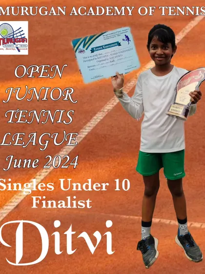 Congratulations to Ditvi, our Under 10 finalist in the Open Junior League. We are proud of our emerging female tennis talents.