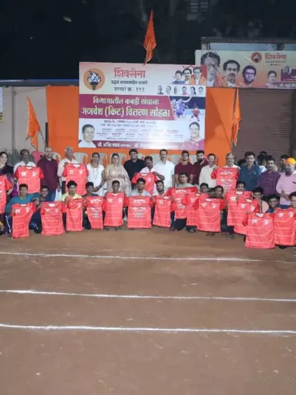 A group photo with all the teams that received Kabaddi kits from us, fostering community spirit.