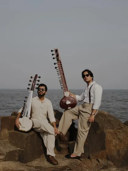 Another shot from the "Strings of Serenity" session. The sea provided a perfect backdrop for our musical dialogue between the sitar and sarod.