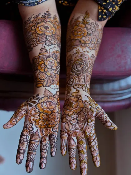 The symmetry and detail in this full bridal floral design make it a true showstopper. I take great care to ensure both hands are a perfect match.