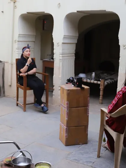 Behind the scenes, filming an interview with Chef Anuroopa for our Legacy Kitchen project. We wanted to capture the emotion and story behind her family's recipe.