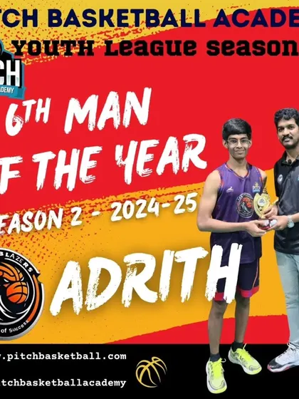 Recognizing the game-changers off the bench. Adrith earned the 6th Man of the Year award for his consistent impact in crucial moments.