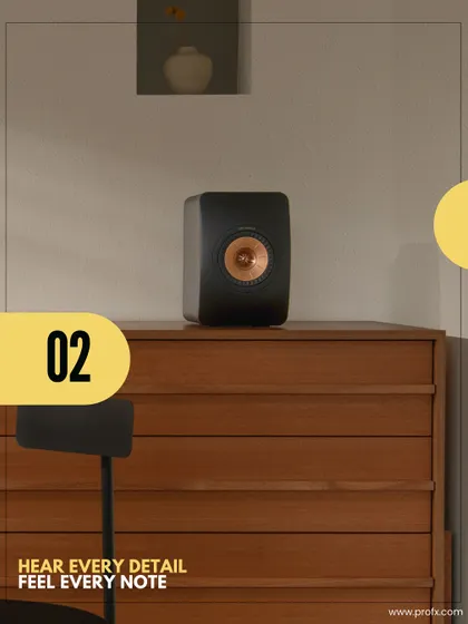 Hear every detail, feel every note. The KEF LS50 Wireless II, shown here on a modern credenza, is engineered for audio perfection. It brings out the nuances in your music and movies with breathtaking clarity.