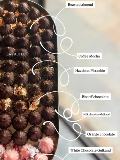For Ganesh Chaturthi, I offer a premium range of fusion chocolate modaks. This menu shows some of my most popular flavors like Coffee Mocha, Biscoff, and White Chocolate Gulkand.