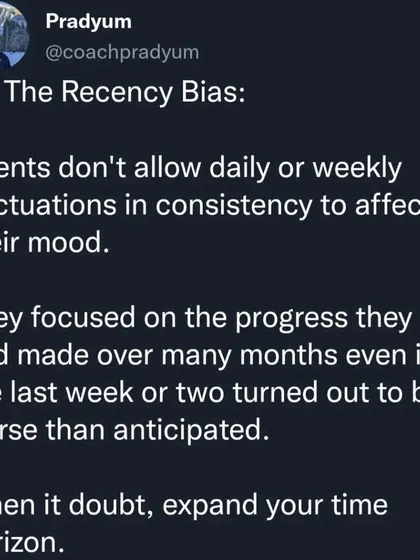 My most successful clients are the ones who master their mindset. They avoid common cognitive biases like the 'All-or-Nothing' mindset, 'Survivorship Bias', and the 'Sunk Cost Fallacy'. This series of posts breaks down the mental traps that derail progress and how to avoid them.