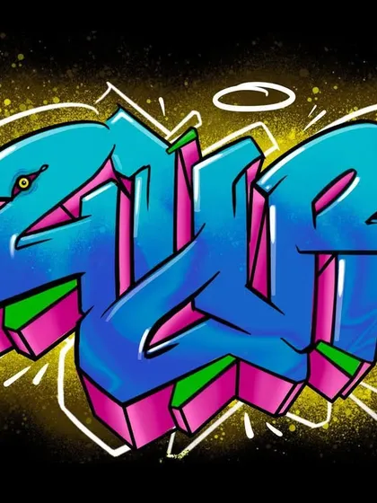 A digital graffiti piece spelling 'योगी' (Yogi) in a vibrant, 3D style. I love experimenting with digital tools to push the boundaries of my Devanagari lettering.