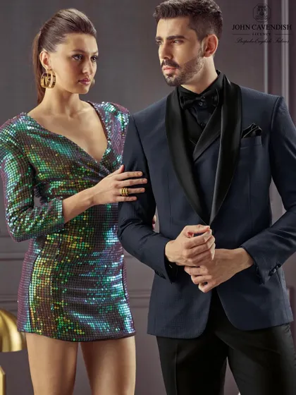 A party-ready high fashion look. To complement the sequined dress, I created a glamorous makeup look with a sleek ponytail, defined eyes, and glowing skin.