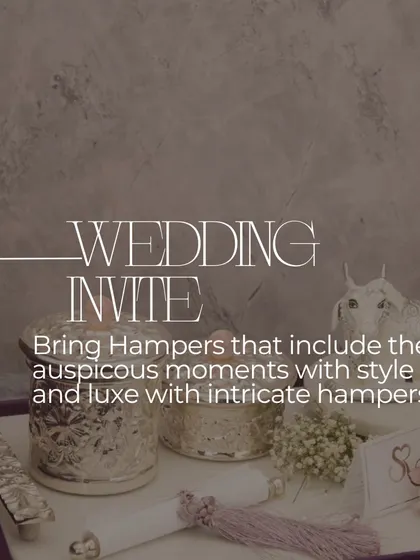 An infographic-style image explaining the concept behind my wedding invite hampers, which combine auspicious moments with style and luxury through intricate design.