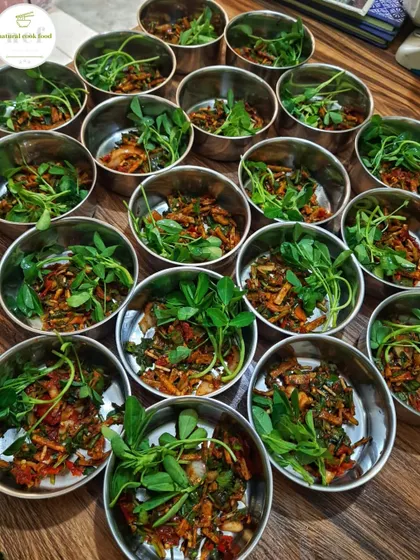 Preparing Yongchak Singju, a seasonal favorite. This unique salad made with stink beans is always in high demand from my tiffin customers.