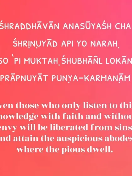 This verse teaches that even listening to sacred knowledge with faith brings liberation. I aim to educate my clients on Vastu principles, empowering them with knowledge that contributes to their well-being.