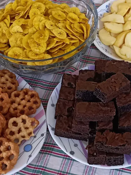 A variety of delicious and healthy snacks we enjoy during our parties and celebrations, many of which are homemade with the children's help.