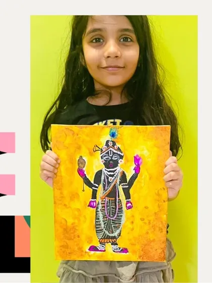 During Janmashtami, our little artists created these stunning Lord Krishna paintings on canvas using acrylics, learning about cultural art forms.