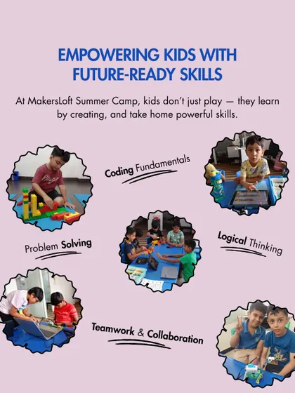 My summer camps empower kids with future-ready skills. They don't just play; they learn problem-solving, coding fundamentals, logical thinking, and teamwork through creative projects.