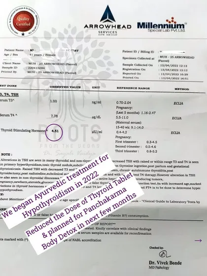 The journey begins: In 2022, we started Ayurvedic treatment for hypothyroidism. The plan was to reduce the dose of her thyroid tablet and begin Panchakarma body detox.