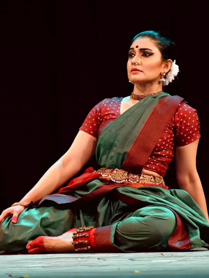 A seated pose from Kanhopatra, capturing a moment of reflection before the climax of her story.