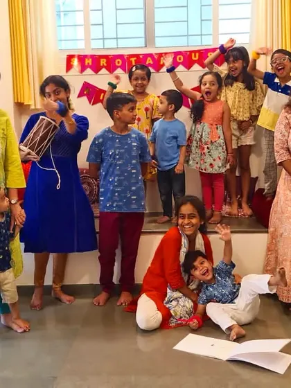 The happy energy on Day 1 of our Summer Camp! We were so excited to welcome our students for a season of music, konnakol, puppetry, and theatre.