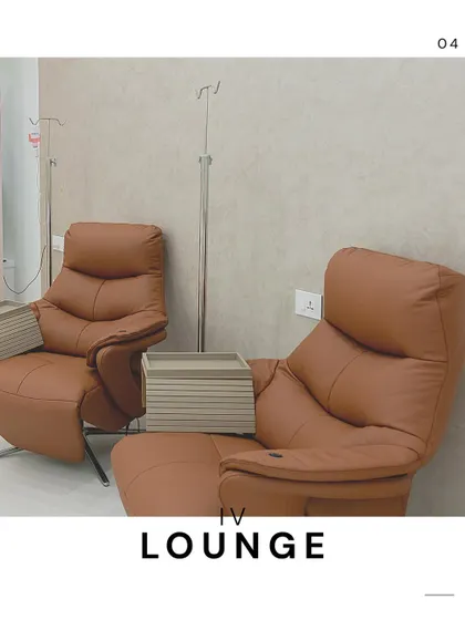 My IV Lounge is designed for ultimate comfort and relaxation. Here, you can rejuvenate with our customized vitamin therapies in a serene and luxurious setting.