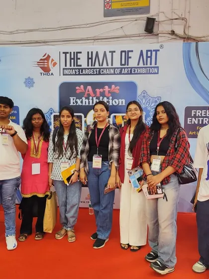 Our Fine Arts students at 'The Haat of Art' exhibition, ready to explore thousands of artworks from across India.