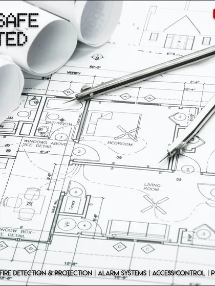 Every project begins with meticulous planning. We work directly with architects and designers from the ground up, as shown by these blueprints, to ensure all security systems are seamlessly integrated into your building's design.