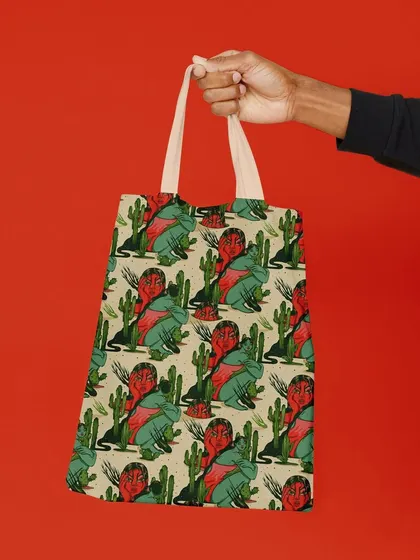 The 'Anger' pattern applied to a tote bag, a great example of how my art can be used for merchandise.