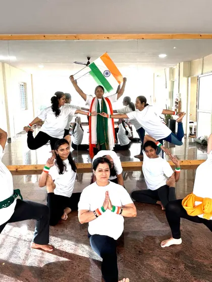 Our studio is a place of celebration, unity, and vibrant energy. This moment from our Independence Day event captures the spirit of our community, where we come together to share our love for yoga and life.
