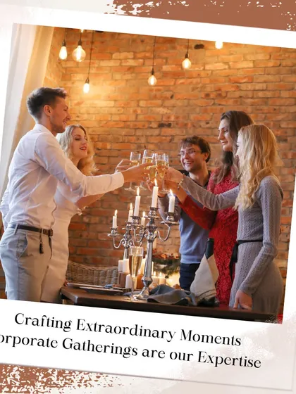 I believe in crafting extraordinary moments, and corporate gatherings are my expertise. This image captures the celebratory atmosphere I help create, where colleagues can connect over great food and drinks.