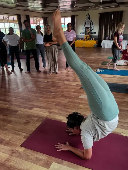 The journey into advanced asanas like Vrischikasana (Scorpion Pose) is one of patience, strength, and discipline. In our 300-Hour course, we guide you safely into these challenging postures.