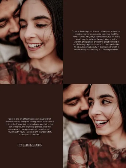 Close-up shots capturing the genuine smiles and happy moments of a couple during their pre-wedding shoot. These images focus on the emotion and connection between the two.