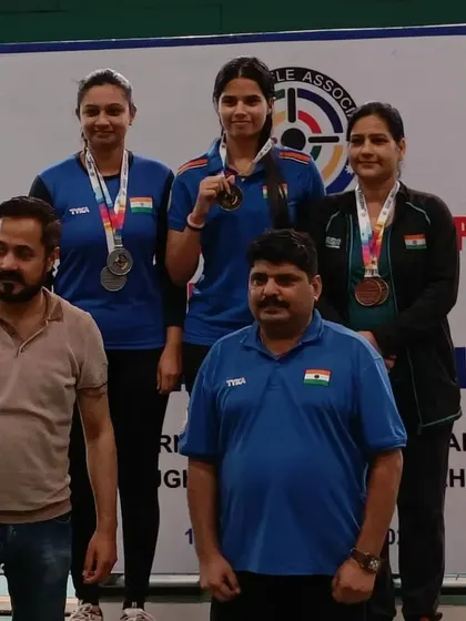 Standing with the top three shooters on the podium. Recognizing the hard work and success of athletes is the best part of any competition.