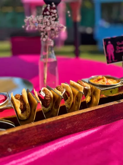 Even our tacos got a theme-appropriate name: "Tug of Dropper Chicken." These delicious bites were part of our creative menu for the Squid Game birthday bash.