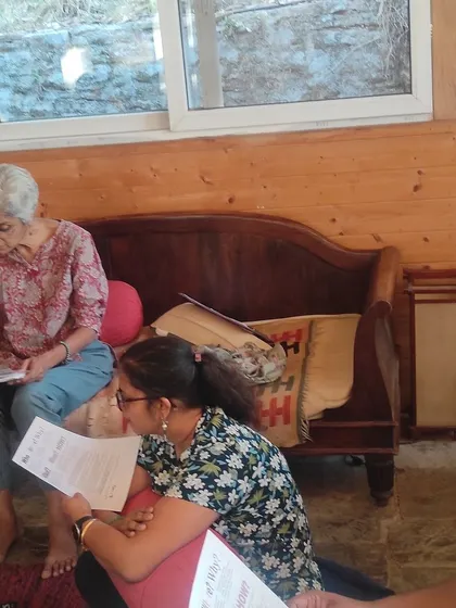 Participants at my Himalayan retreat studying storytelling materials. While much of the work is active, we also spend time on theory and reflection to build a solid foundation.