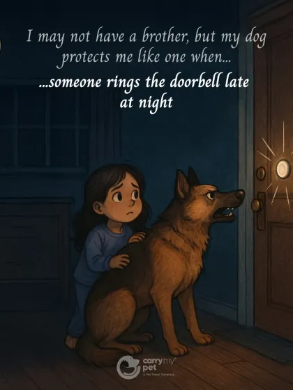 My dog protects me like a brother, especially when the doorbell rings late at night. His fierce bark is my personal security system.