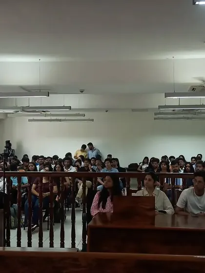 The audience at Manipal University's moot court hall during my lecture on legal practice.