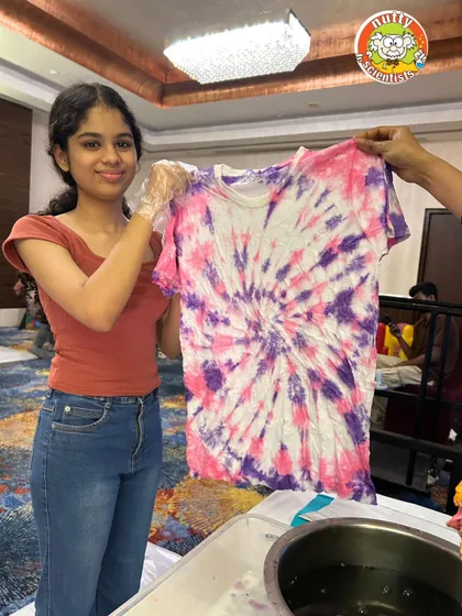 More smiles and amazing results from our tie-dye station. Each shirt is unique, reflecting the personality of its creator.