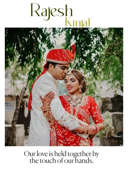 A tender moment with the groom kissing the bride's forehead. This image is a perfect representation of love, care, and the beginning of a new journey.