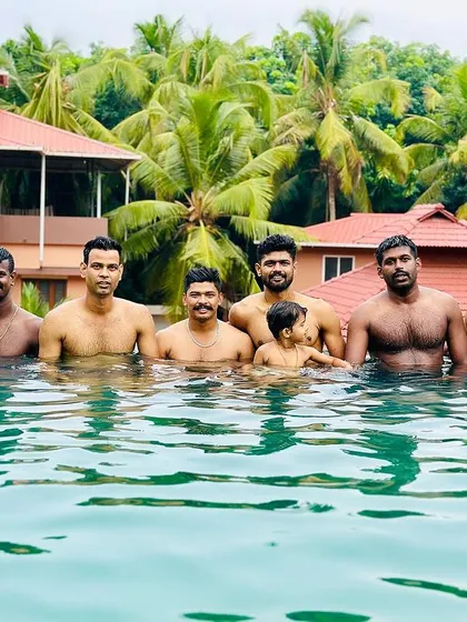Team bonding with the Air Force volleyball squad in the beautiful landscapes of Kerala, "God's own country." Downtime and friendship are essential for building a cohesive team.