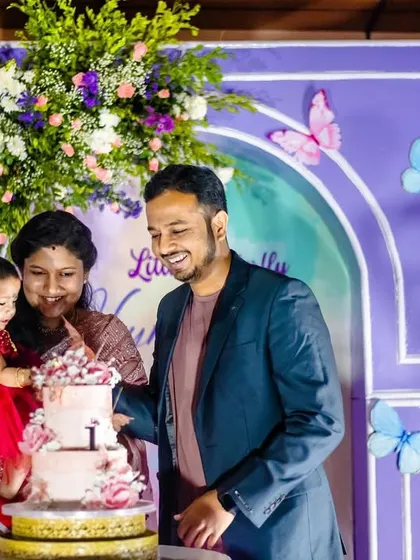 The smiles say it all! It was a pleasure creating this butterfly-themed party for Hyndhavi's family. Seeing them so happy during the cake cutting makes all the hard work and dedication worth it.