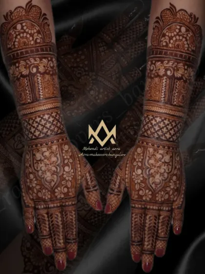 A darker, edited version of the classic bridal mehendi, perfect for visualizing the final stain.