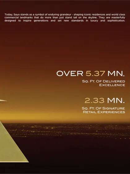 Our track record speaks for itself, with over 5.37 million sq. ft. of delivered excellence and 2.33 million sq. ft. of signature retail experiences. This is only the beginning of our journey to transform India's skylines.